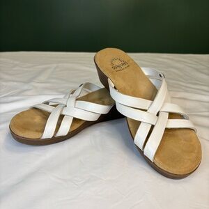 Bass Sunjuns Women's Sheila White Leather Slip-on Comfort Sandals Size 6M